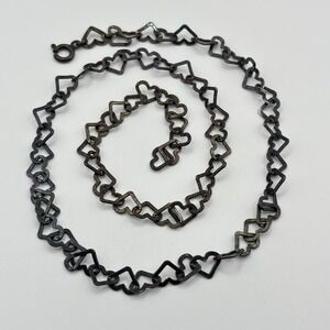 Milor Sterling Open Heart Link Necklace 18"